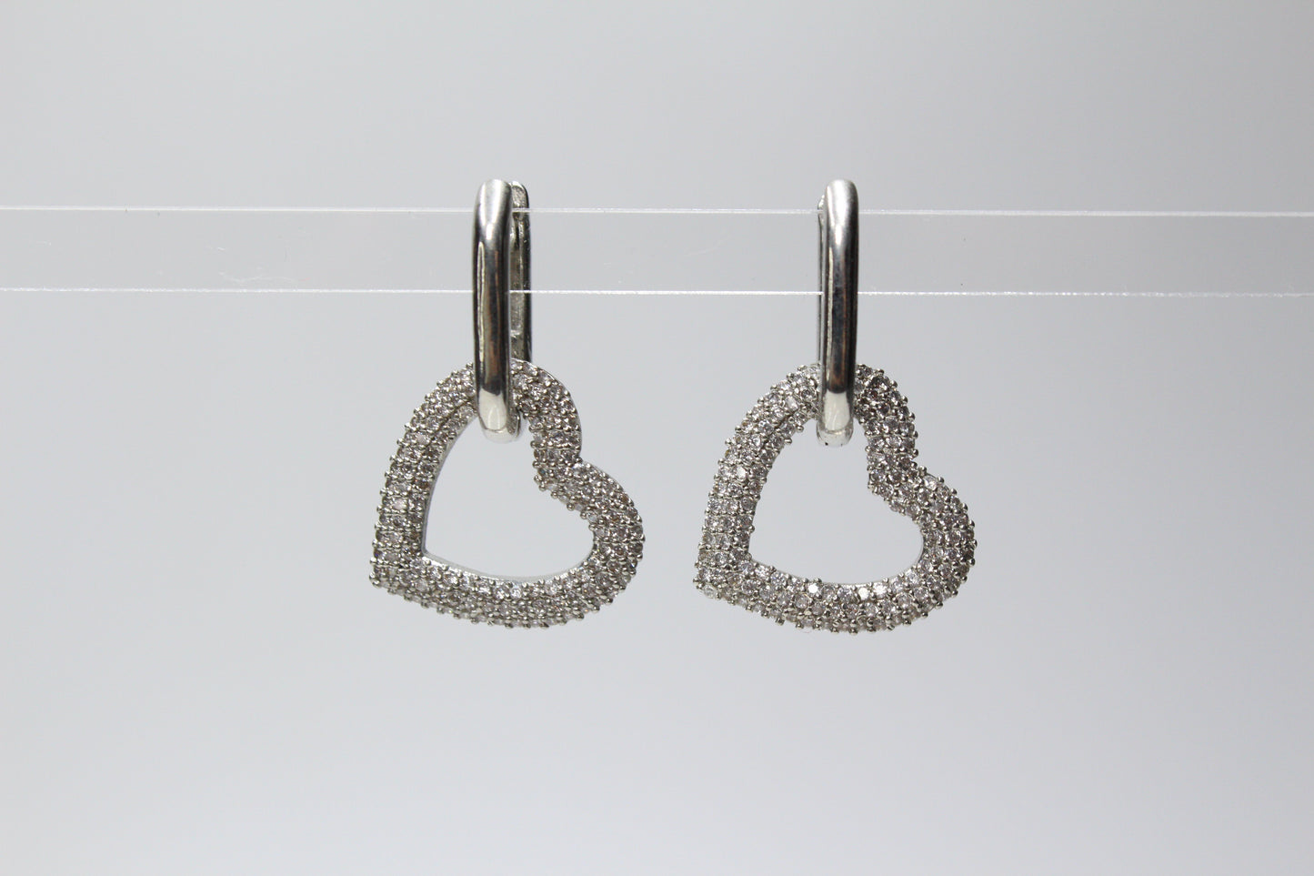 Ohrringe Hoop Herz Glitter Silber