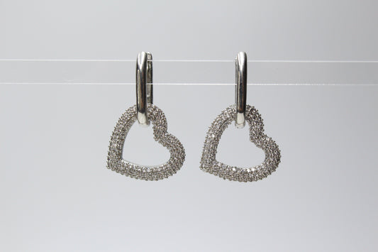 Ohrringe Hoop Herz Glitter Silber